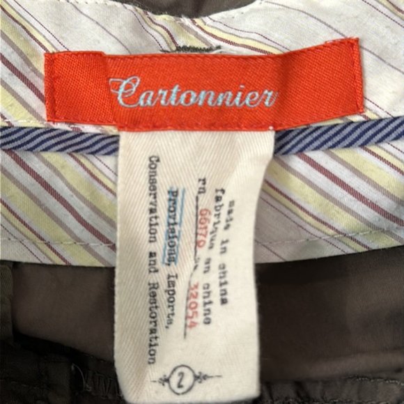 Cartonnier Anthropologie Olive Green Paperbag Tie Waist Cotton Pants size 2 - Picture 6 of 11